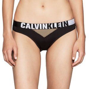 NWT Calvin Klein Logo Mesh Bikini Panty Black S